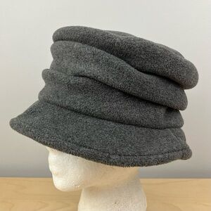 Scala Women’s Fleece Winter Hat Bowler Bucket Gray Pleated Polyester OS
